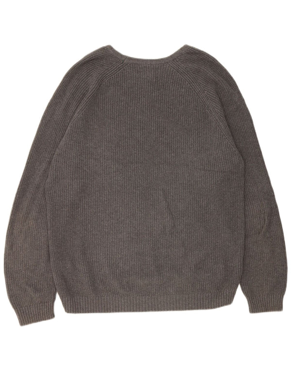 Zara Mens Boat Neck Jumper Sweater XL Grey Cotton