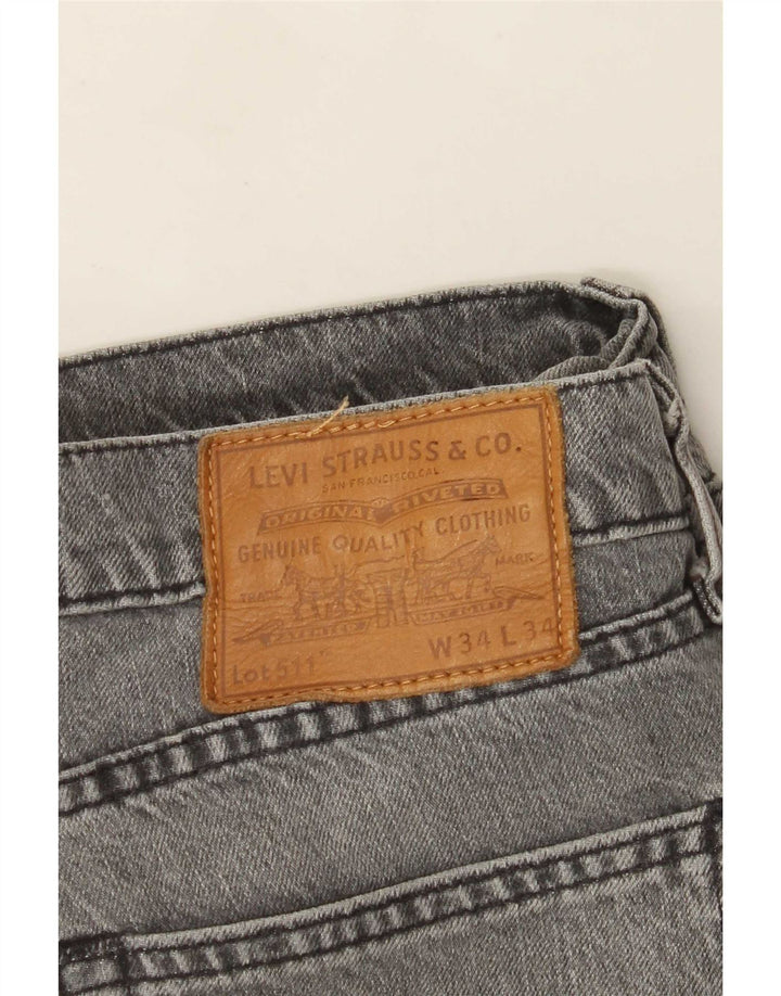 Levi's Herre 511 Slim Jeans W34 L34 Grå Bomuld