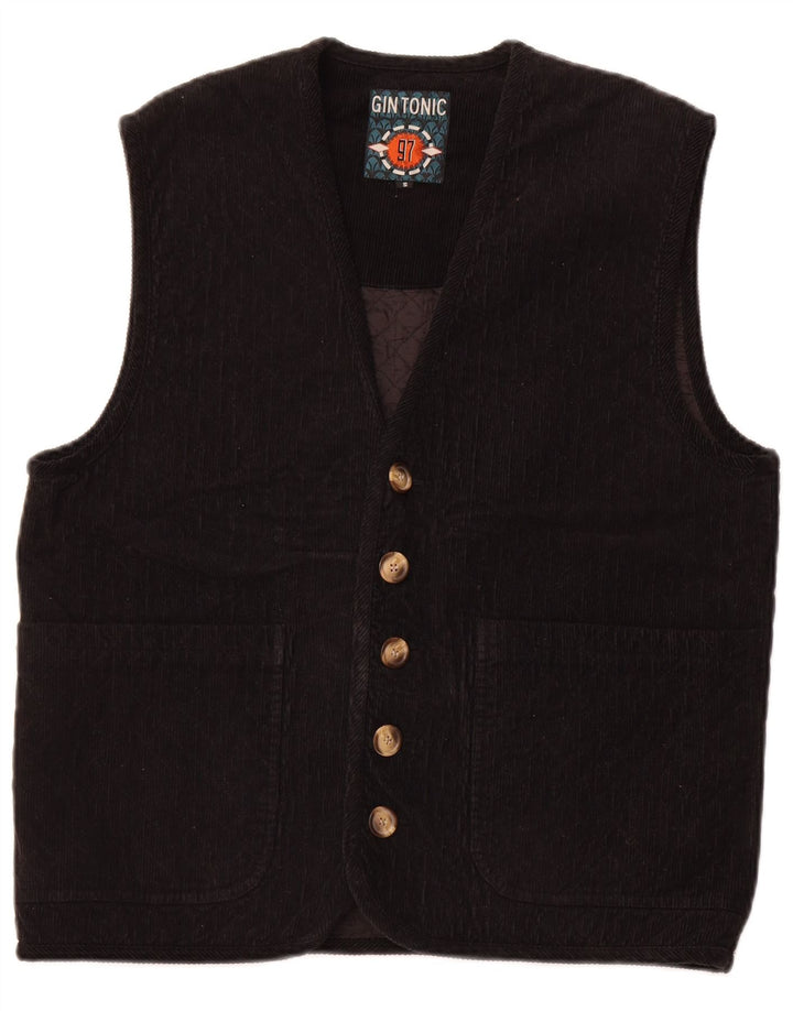 GIN TONIC Herre Quiltet Corduroy Gilet UK 36 Small Black Bomuld