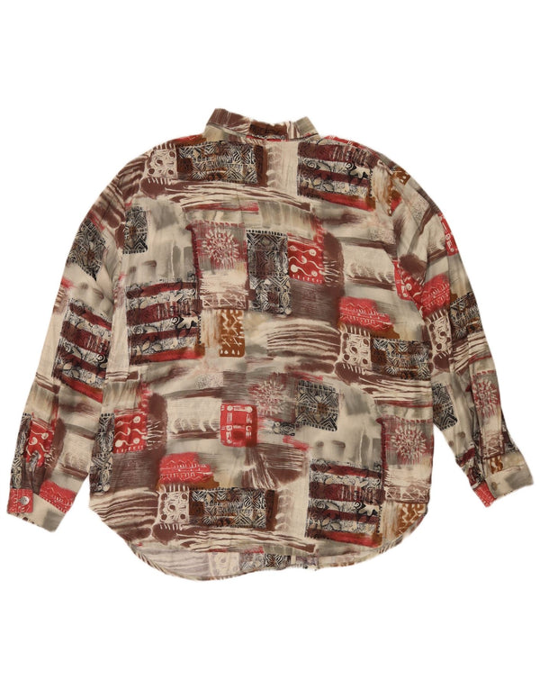 Vintage Dame Oversized Skjorte Bluse IT 48 XL Flerfarvet Patchwork