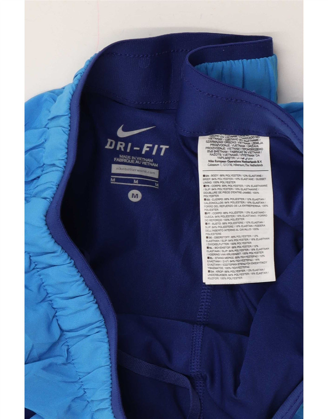 Nike Dame Dri Fit sportsshorts UK 12 Medium Blue Polyester