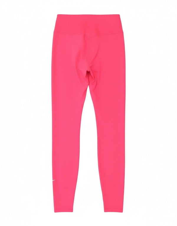 Nike Dame Dri Fit Leggings UK 10 Small Pink Polyester