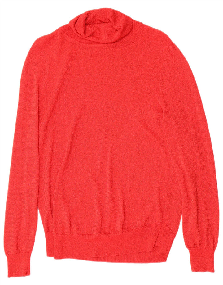 JAEGER Womens Roll Neck Jumper Sweater UK 14 Large Red Flecked Viscose