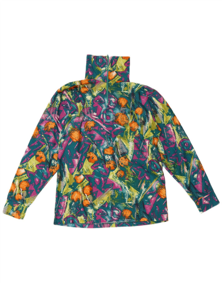Vintage kvinders abstrakt mønster top langærmet IT 48 XL flerfarvet