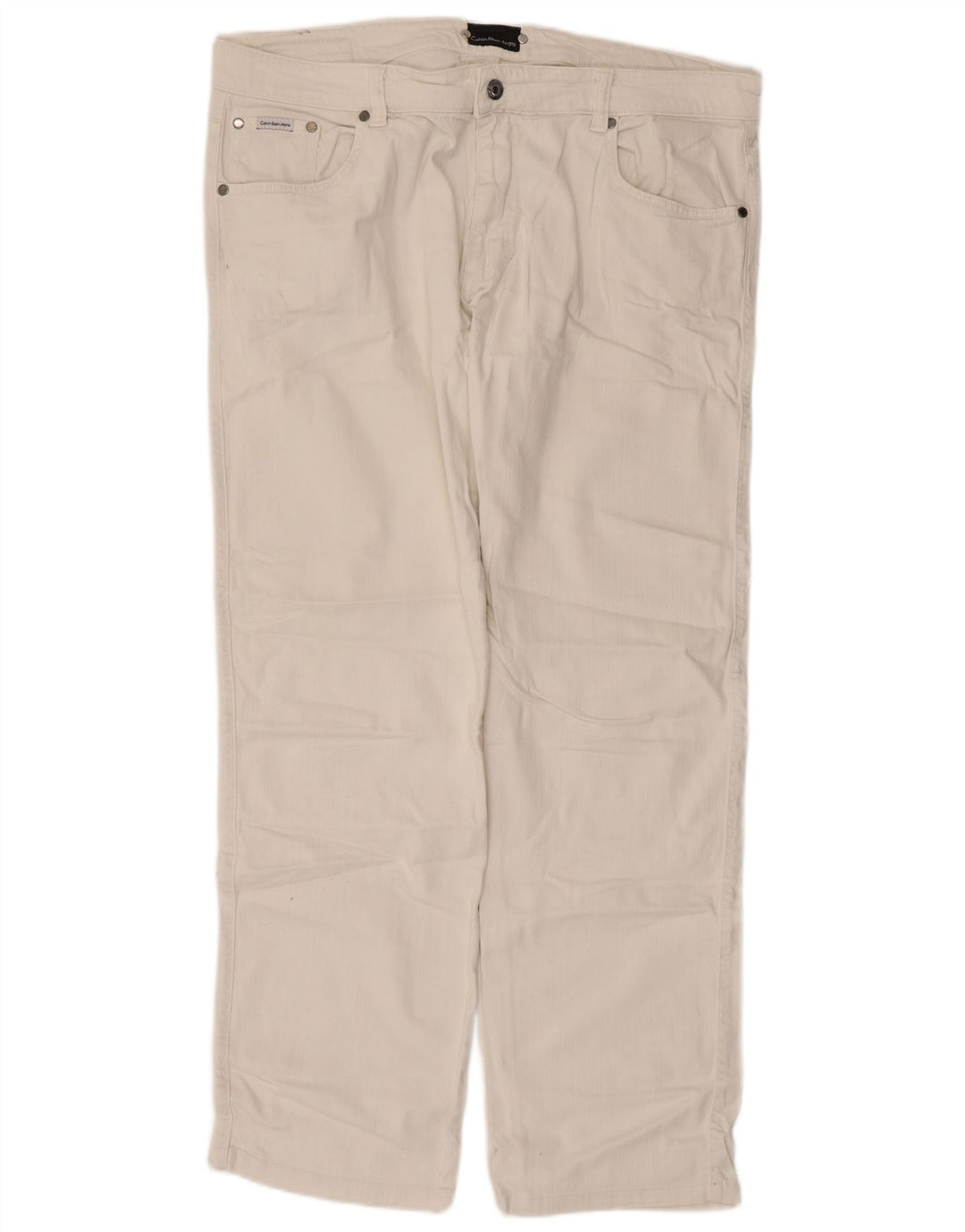 Calvin Klein Straight Jeans til mænd W38 L30 Hvid Bomuld