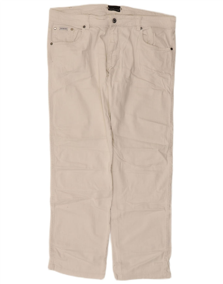 Calvin Klein Straight Jeans til mænd W38 L30 Hvid Bomuld