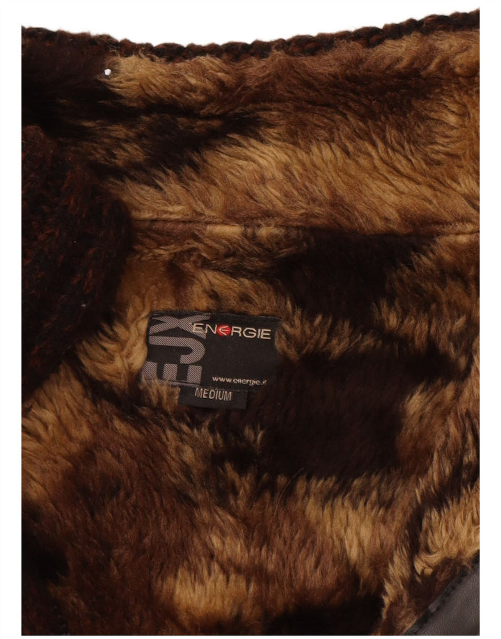 Energie Herre Sherpa Cardigan Sweater Medium Brun Stribet Akryl