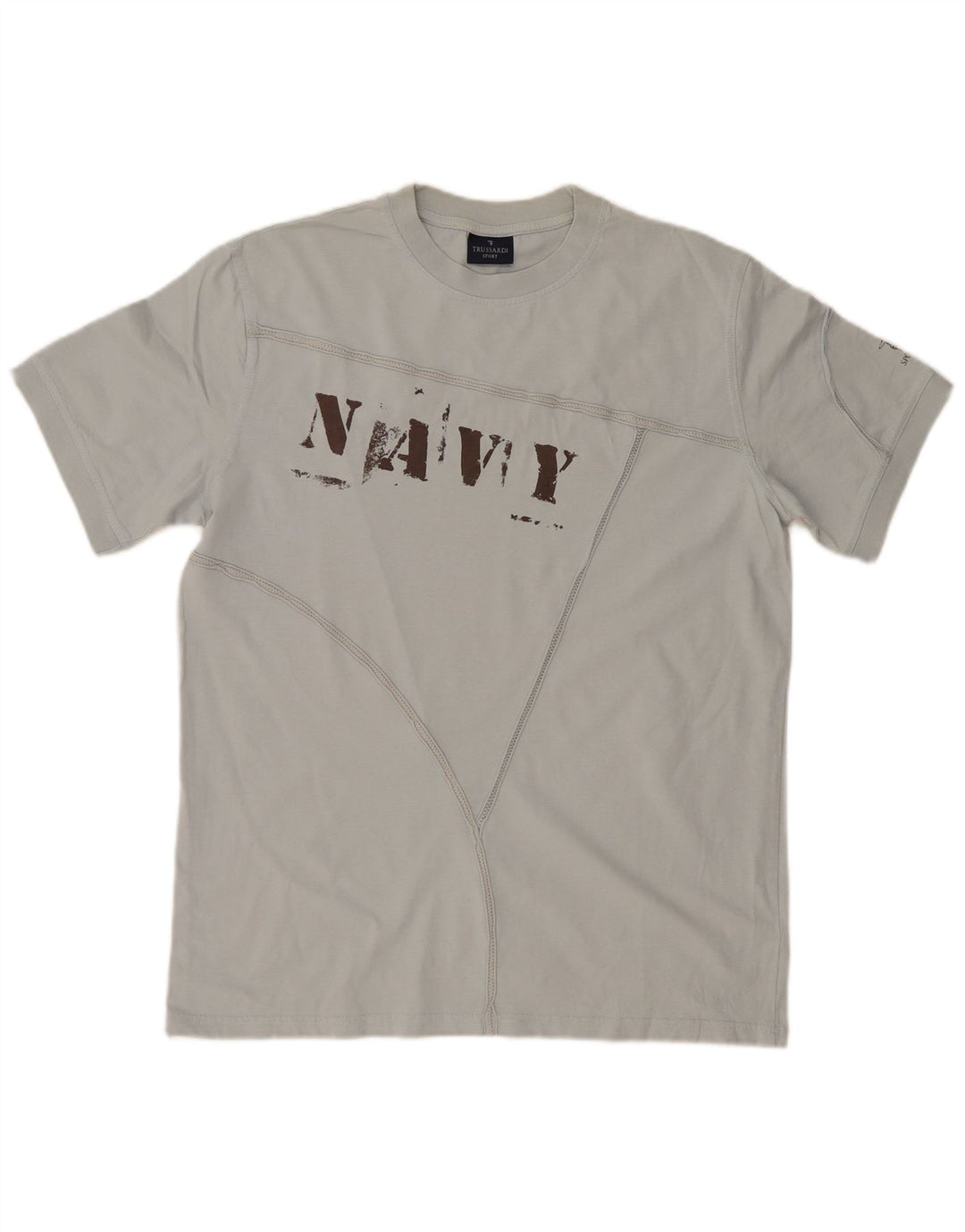 TRUSSARDI Herre grafisk T-shirt Top XL Blå Bomuld