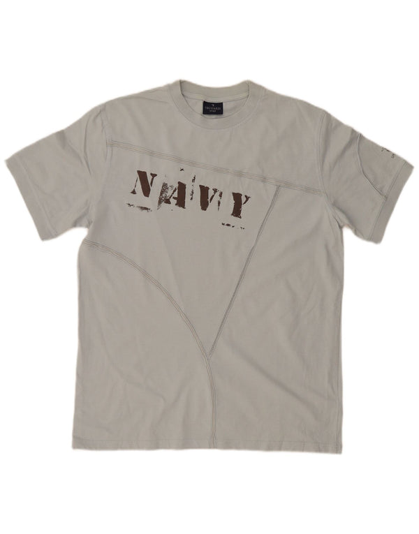 TRUSSARDI Mens Graphic T-Shirt Top XL Blue Cotton