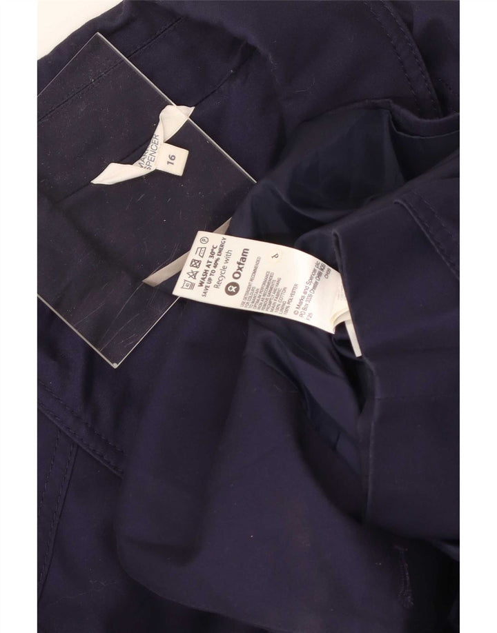 Marks & Spencer Womens Pea Coat UK 16 Large Navy Blue Cotton