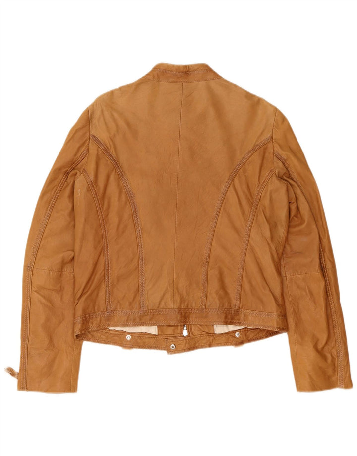 Vintage dame biker læderjakke EU 40 Medium Beige