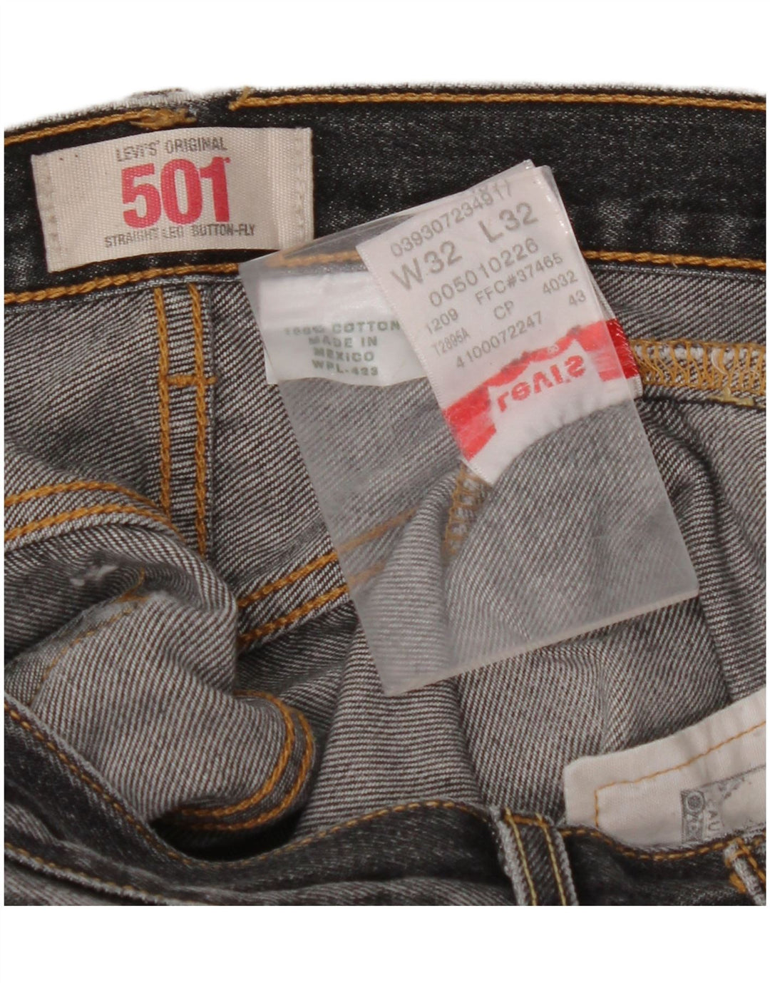 LEVI'S Herre 501 Straight Jeans W32 L32 Sort Bomuld