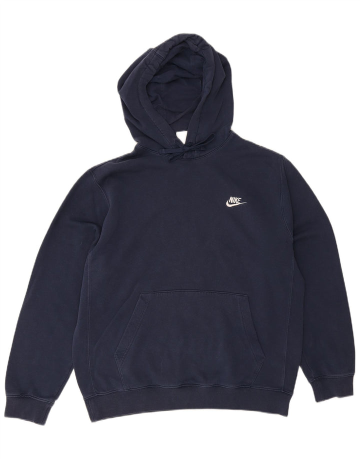 NIKE Mens Hoodie Jumper Medium Navy Blue Cotton