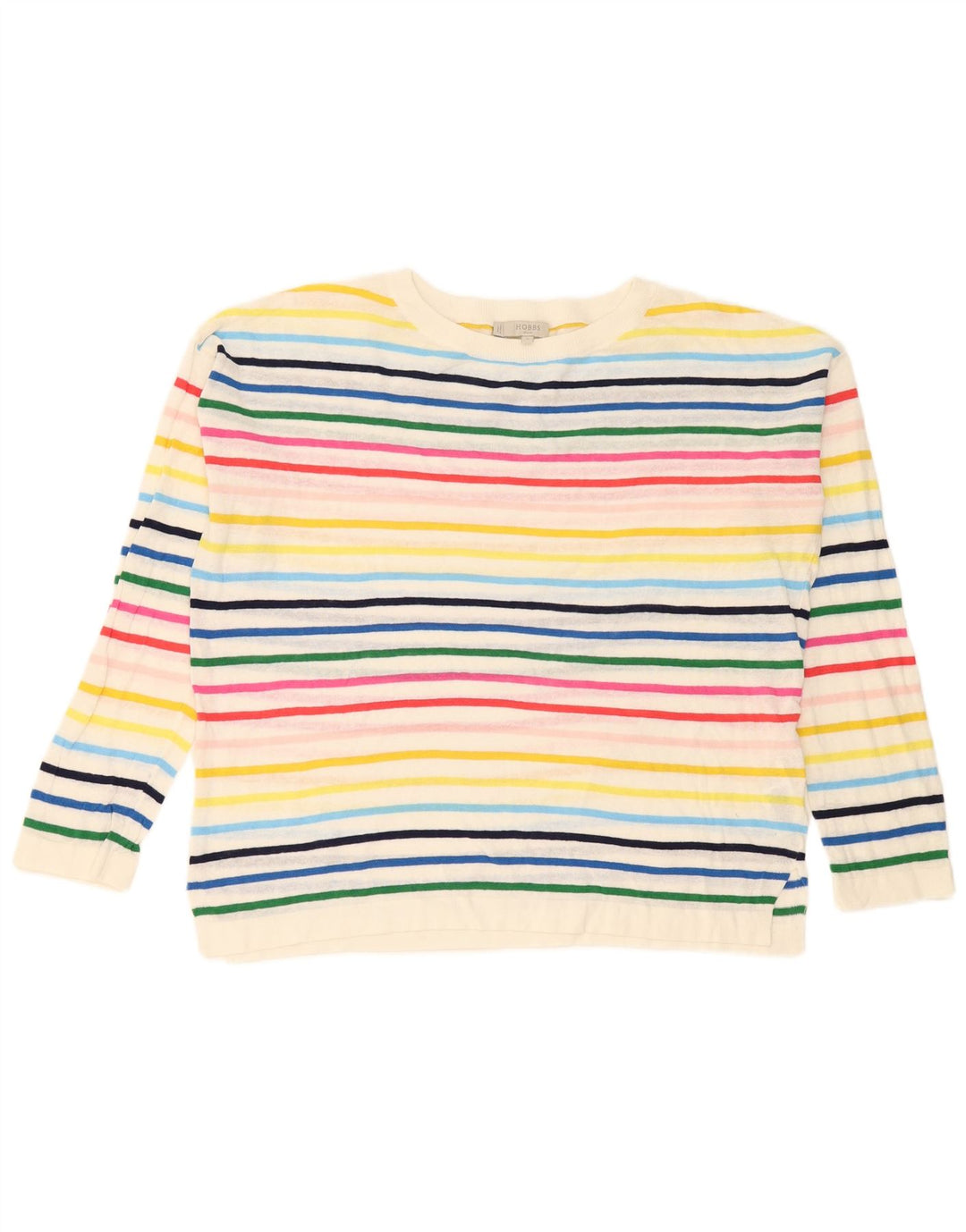 Hobbs Dame Boat Neck Jumper Sweater UK 14 Medium Flerfarvet Stribet