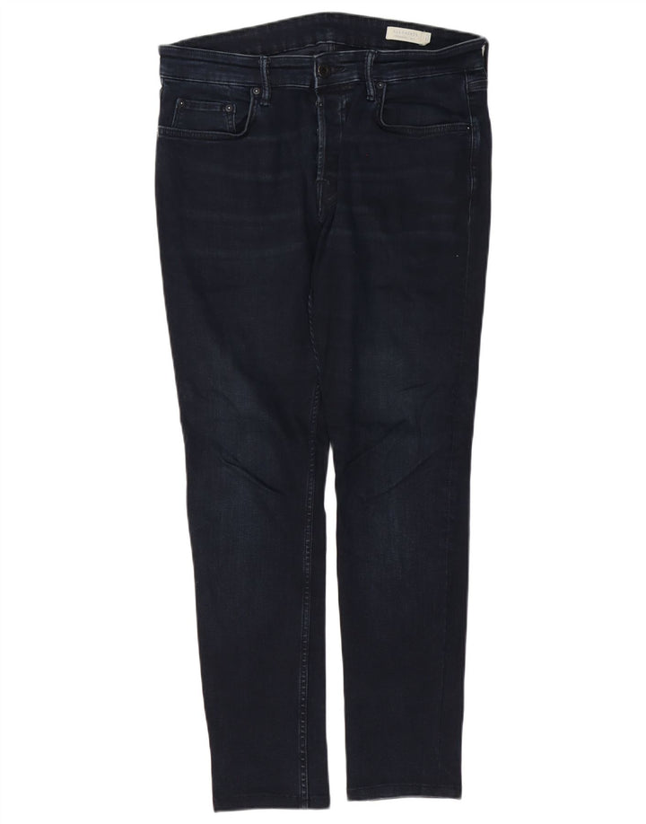 ALL SAINTS Herre Cigarette Slim Jeans W32 L29 Marineblå Bomuld
