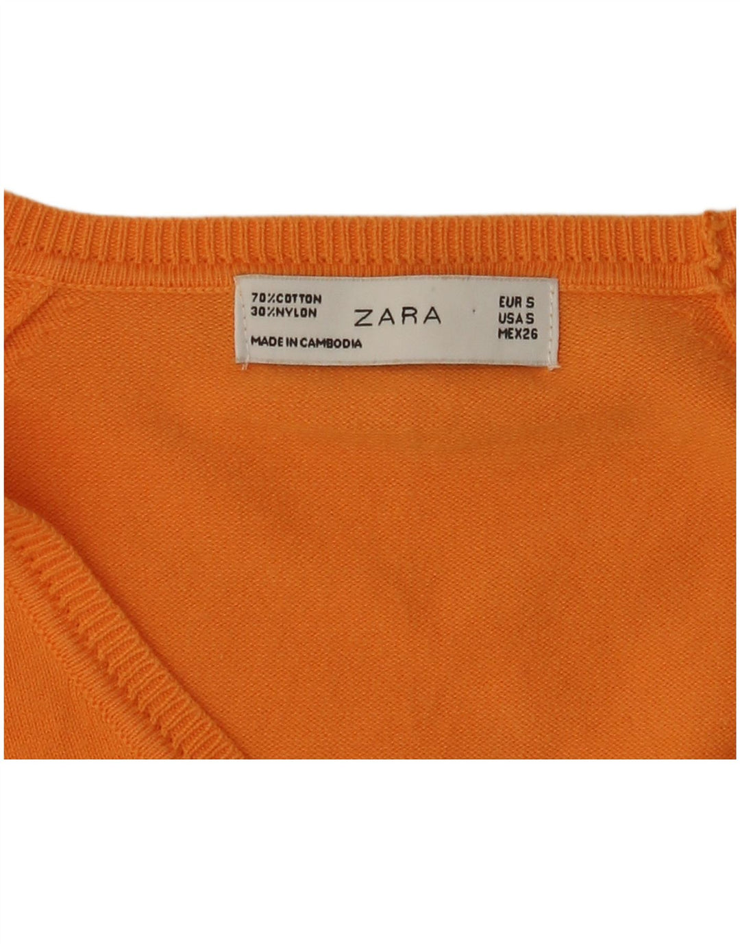 Zara Dame Cardigan Sweater UK 10 Small Orange Bomuld