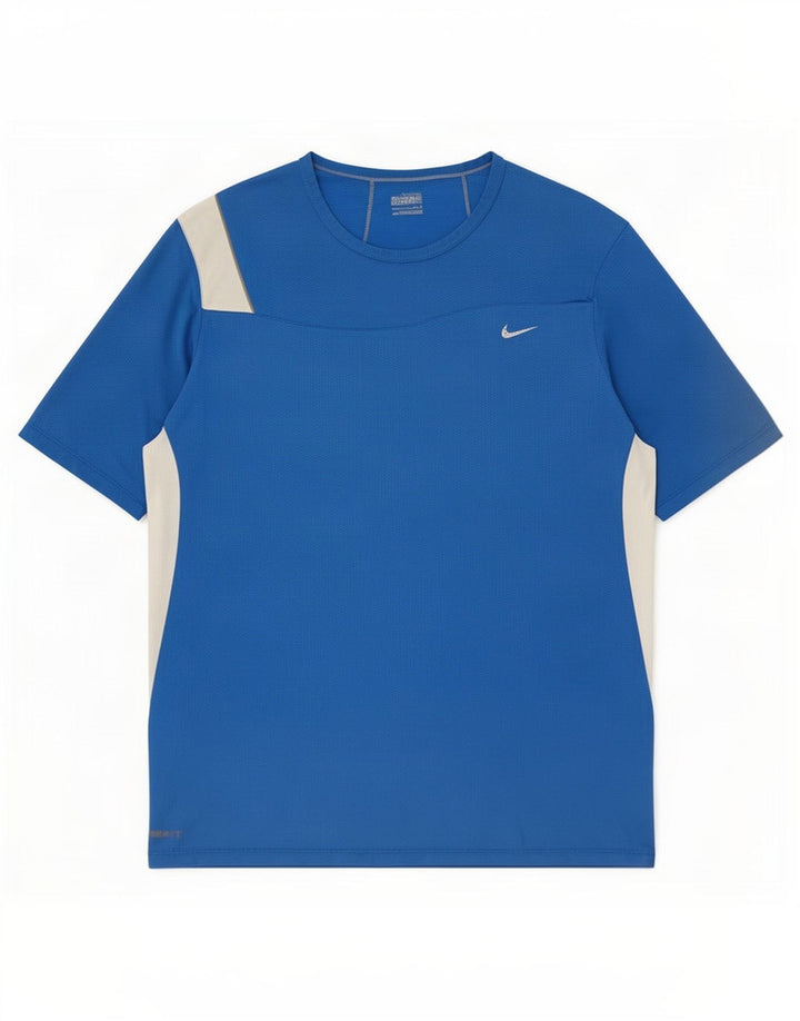 Nike Herre T-Shirt Top Stor Blå Colourblock Polyester