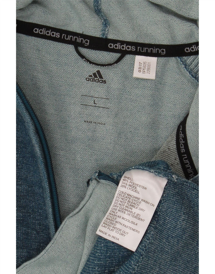 Adidas Herre hættetrøje cardigan, stor blå flækket polyester