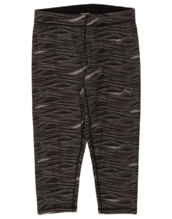 Puma Dame Capri Leggings UK 14 Medium Sort Stribet Polyester