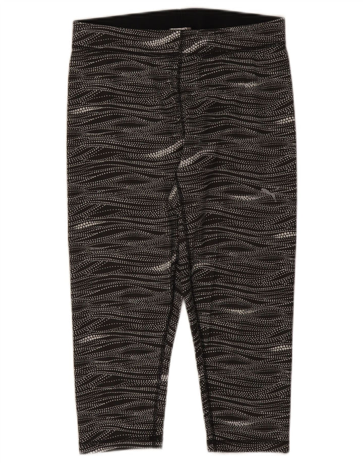 Puma Dame Capri Leggings UK 14 Medium Sort Stribet Polyester