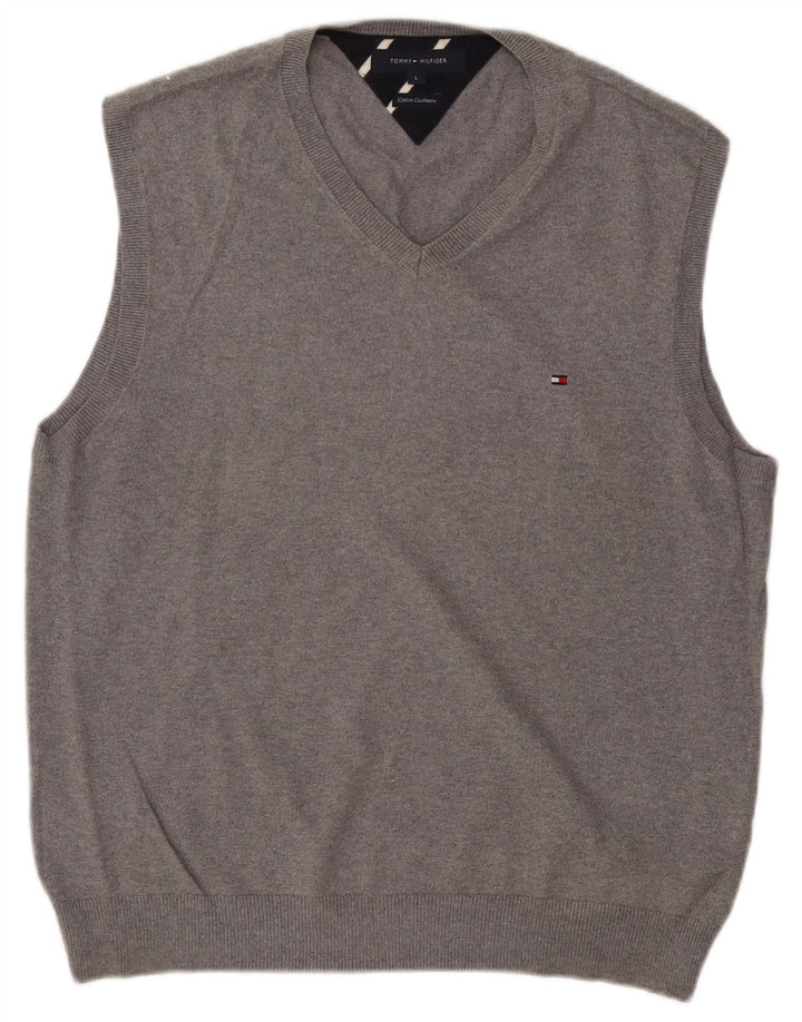 TOMMY HILFIGER Mens Vest Tank Top Large Grey Cotton