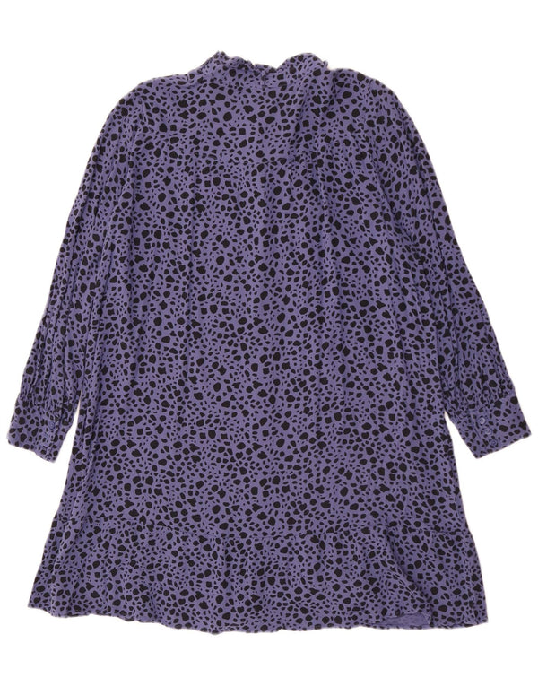 Marks & Spencer Womens Shirt Dress UK 14 Large Blue Animal Print Viscose
