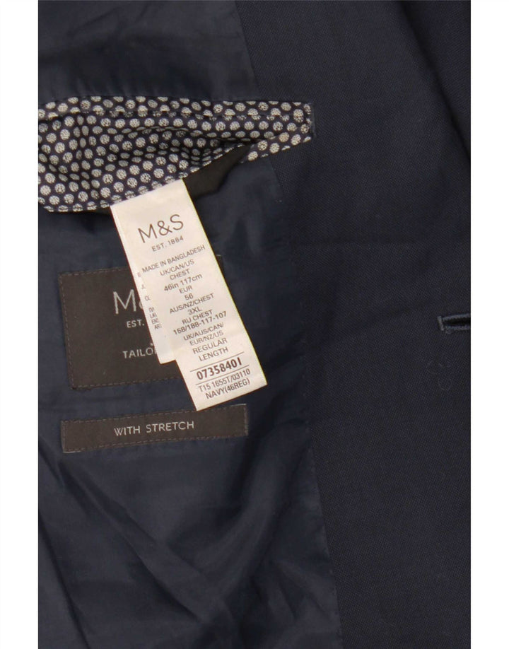 Marks & Spencer Herre 2-knaps blazerjakke UK 46 3XL Navy Blue Polyester