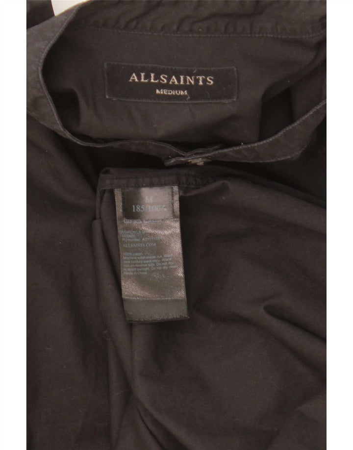 All Saints Herre Longline skjorte Medium Sort Bomuld