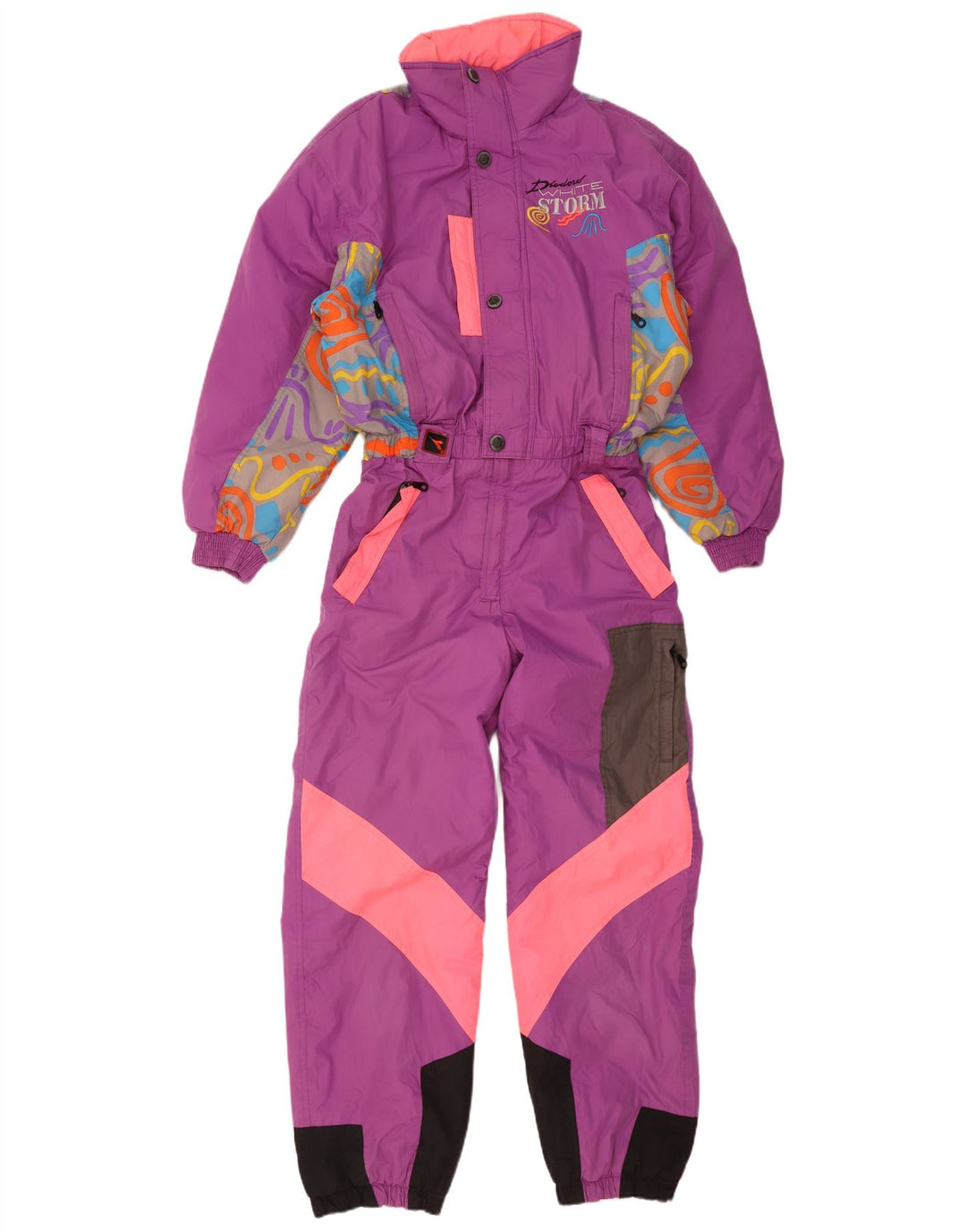 Diadora Dame Hætte Oversized Ski Jumpsuit UK 14 Medium Lilla Polyester
