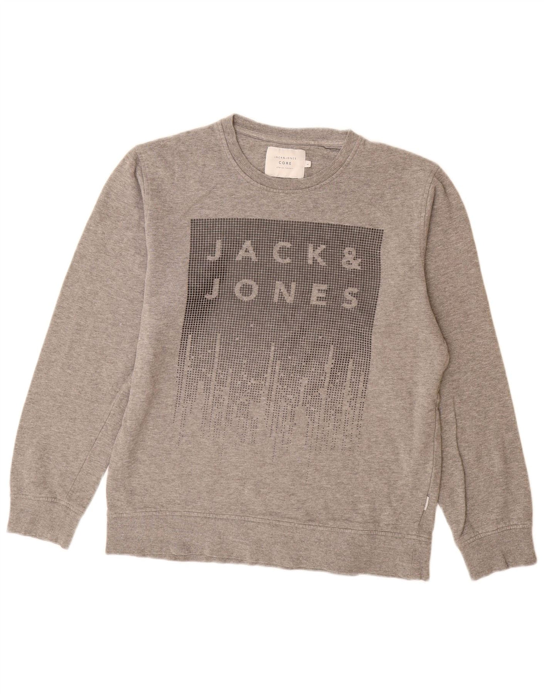 Jack & Jones grafisk sweatshirt til mænd, stor grå bomuld