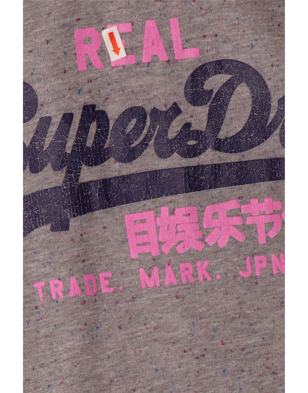 SUPERDRY grafisk hættetrøje til kvinder UK 14 mellemgrå flækket polyester