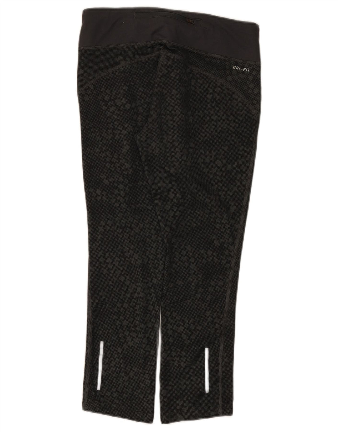Nike Dame Dri Fit Capri Leggings UK 8 Small Black Geometric Polyester
