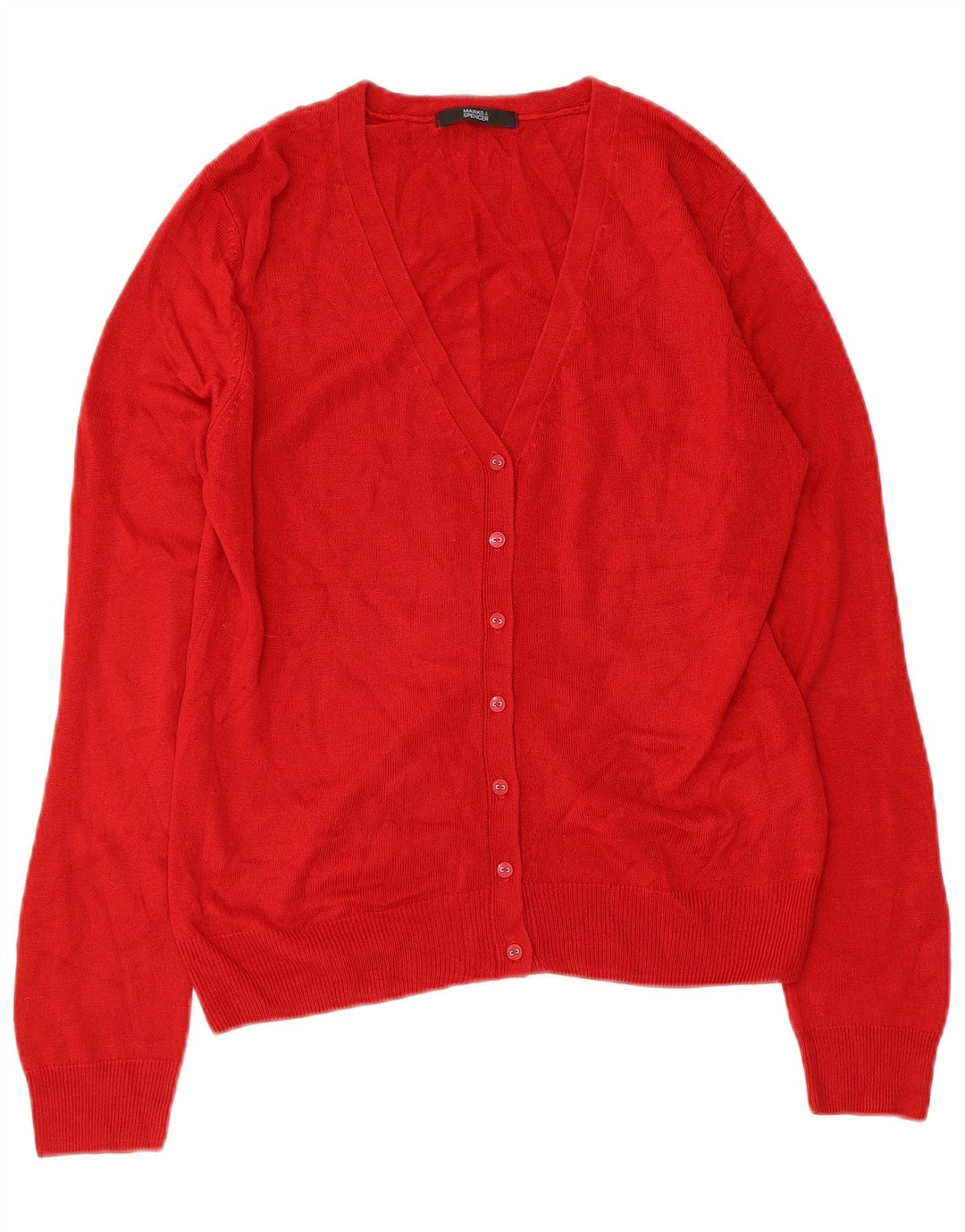 MARKS & SPENCER Dame cardigan sweater UK 12 Medium Rød Akryl