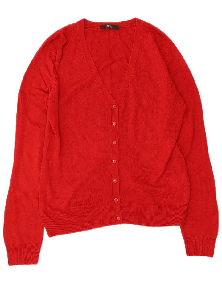 MARKS & SPENCER Dame cardigan sweater UK 12 Medium Rød Akryl