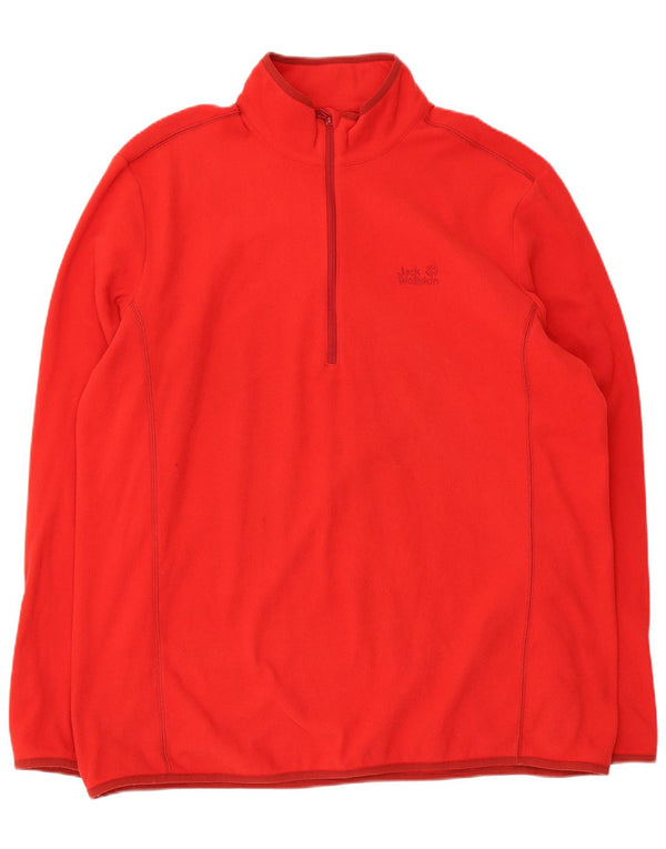 Jack Wolfskin Herre Zip Neck Fleece Jumper UK 50 3XL Rød Polyester