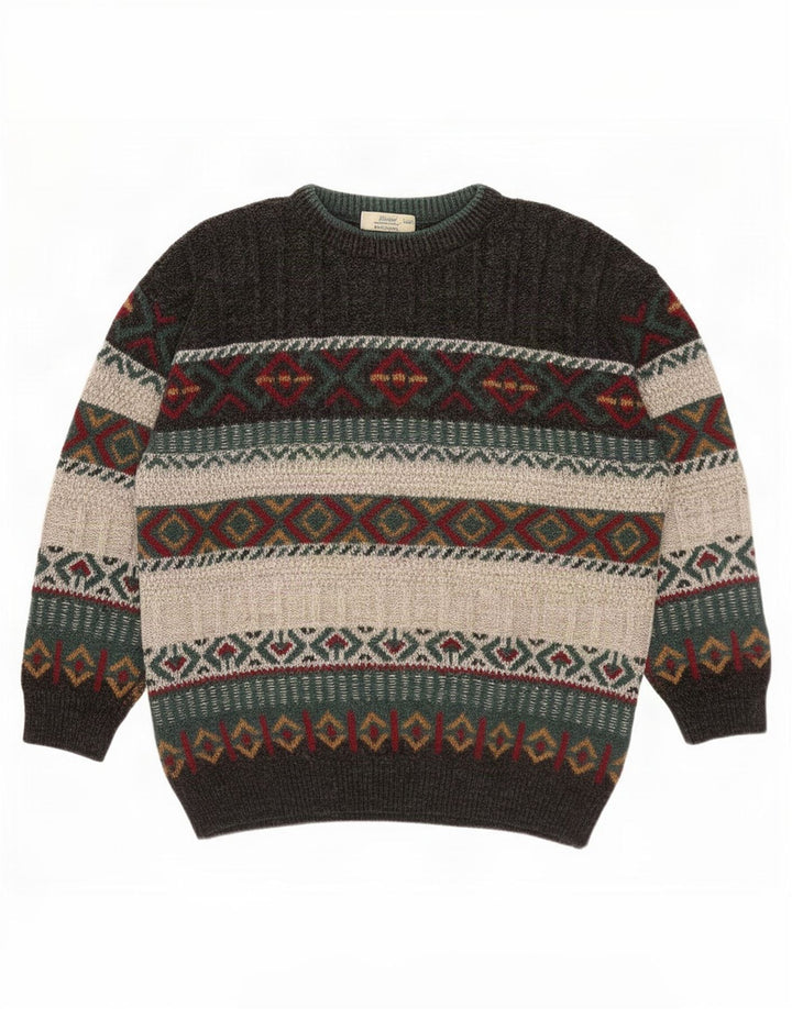 St. Bernard Herre Crew Neck Jumper Sweater Medium Grey Geometrisk akryl