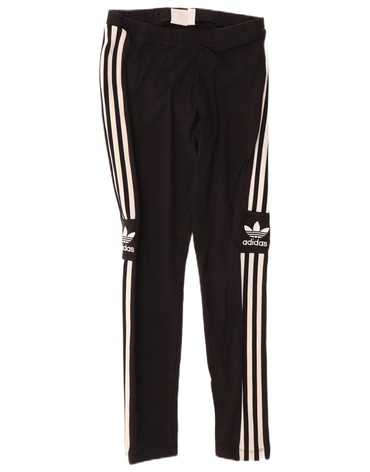 ADIDAS Womens Graphic Leggings UK 10 Small Black Cotton