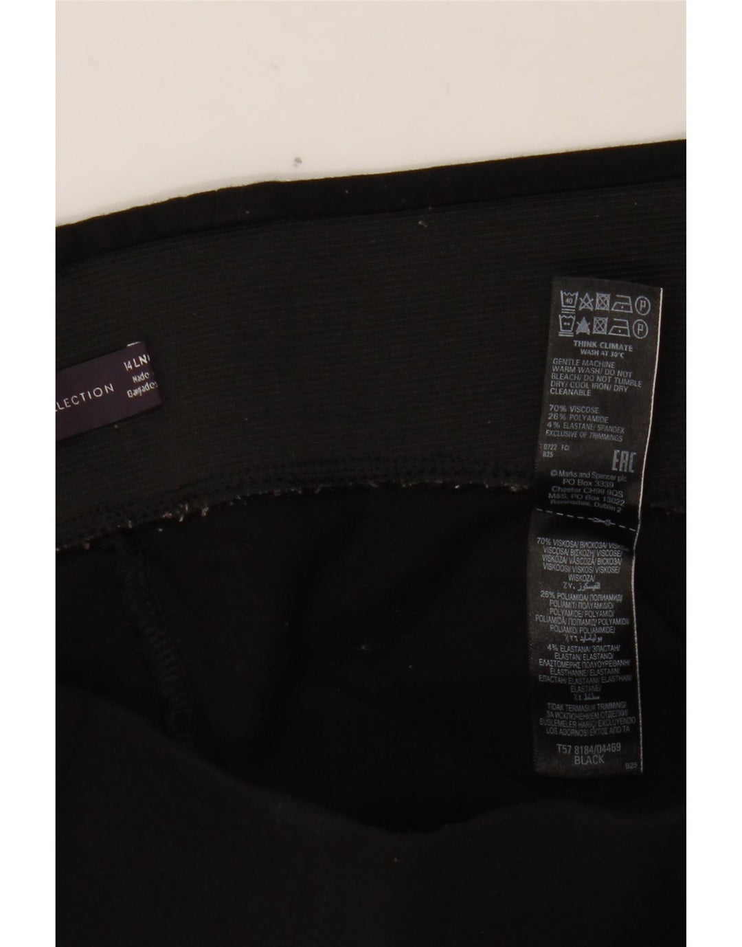 MARKS & SPENCER Leggings til kvinder UK 14 Stor sort viskose