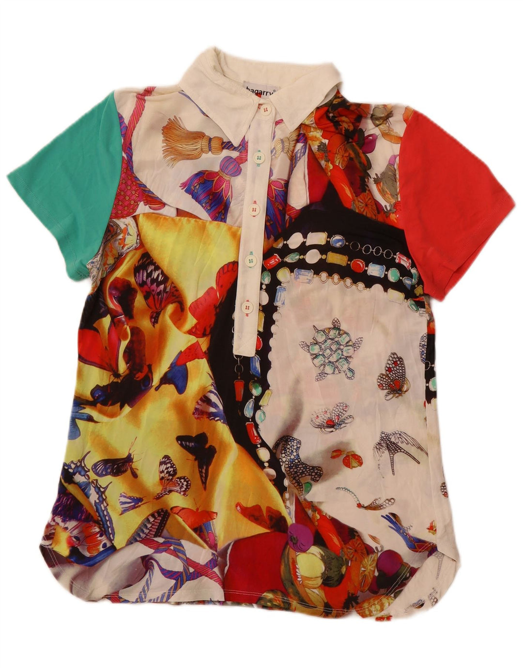 BAGARRY Dame Pullover Shirt Bluse UK 12 Medium Flerfarvet Patchwork