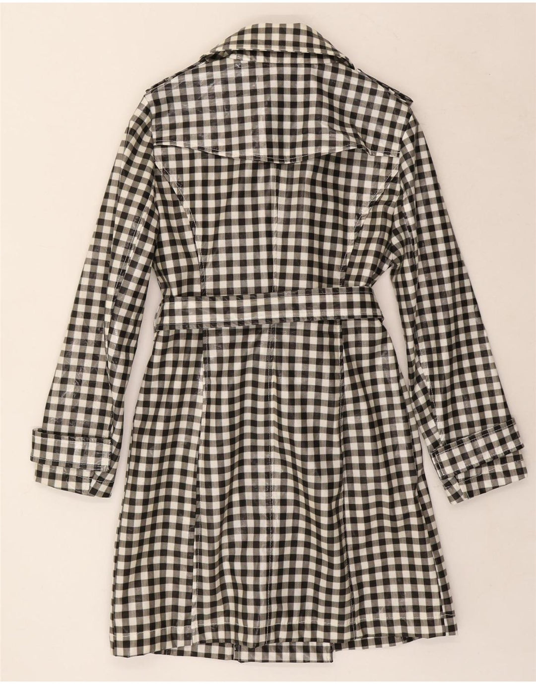 Vintage kvinders trenchcoat UK 12 Medium Black Gingham