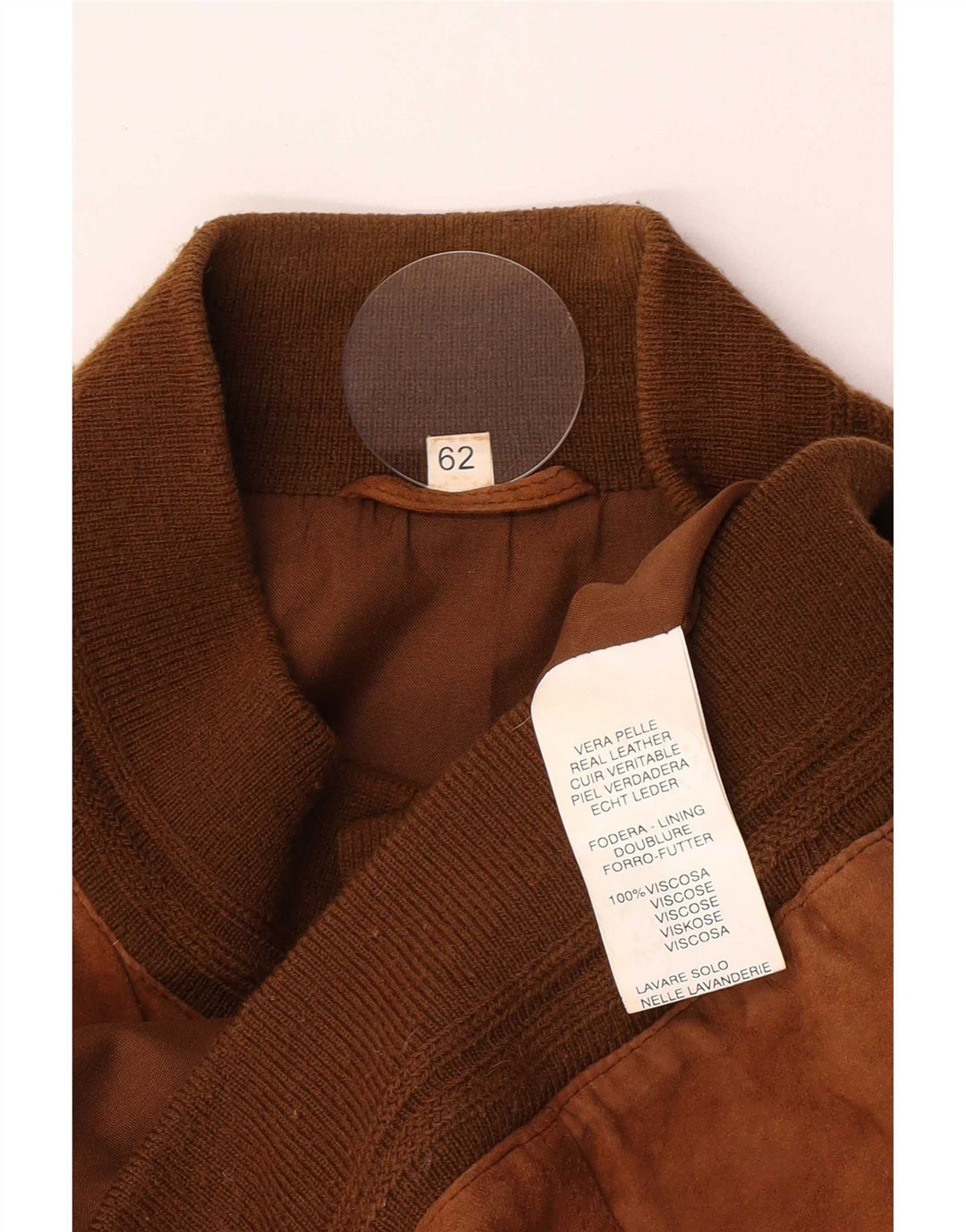 Vintage herre ruskind bomberjakke IT 62 5XL beige læder