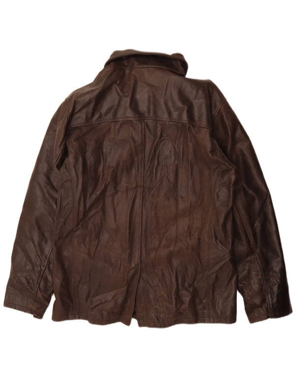VINTAGE Mens Leather Jacket IT 52 XL Brown Leather