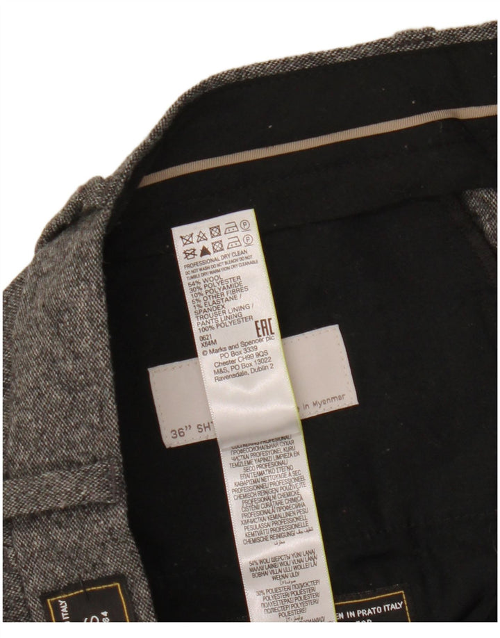 Marks & Spencer Herre skræddersyede lige jakkesætsbukser W36 L29 Grå Flecked
