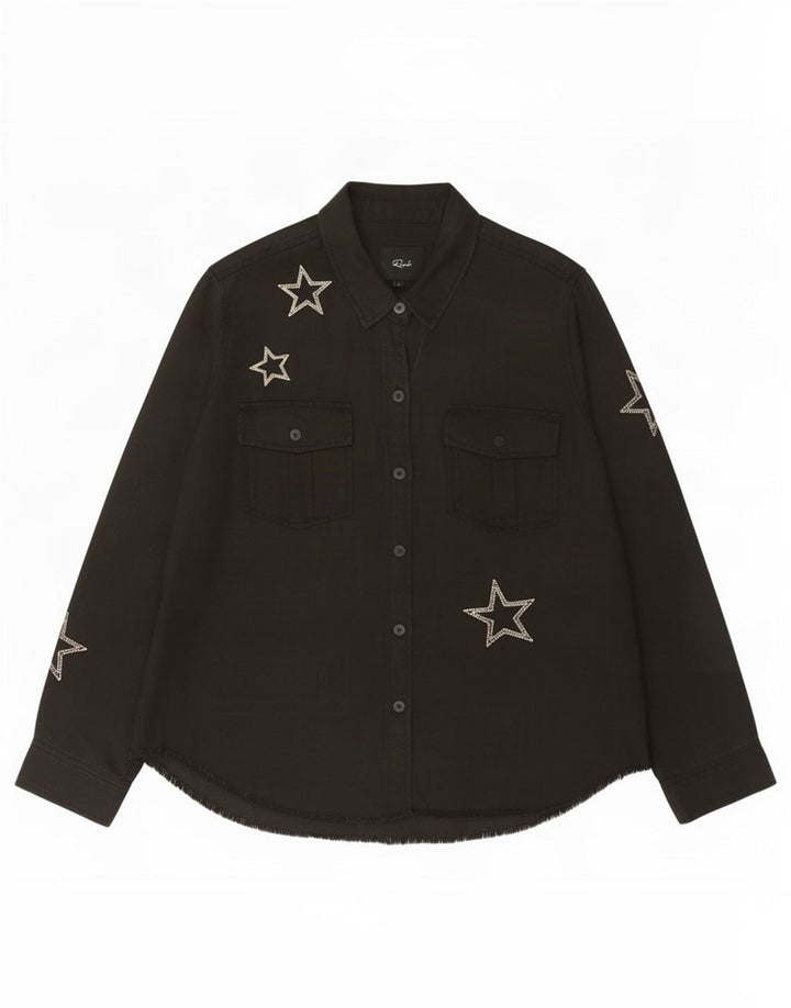 Rails Dame grafisk skjorte UK 16 Large Black Lyocell