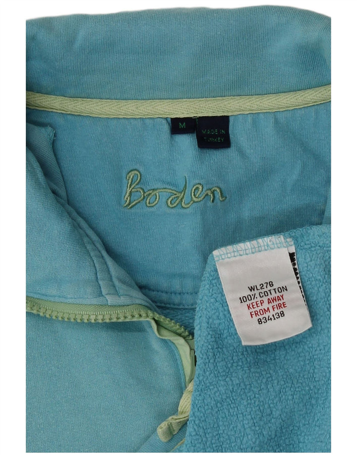 Boden Dame Zip Neck Sweatshirt Jumper UK 14 Medium Blue Bomuld