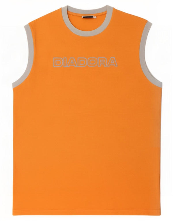 Diadora Herre Grafisk Vest Top Medium Orange Colourblock Bomuld