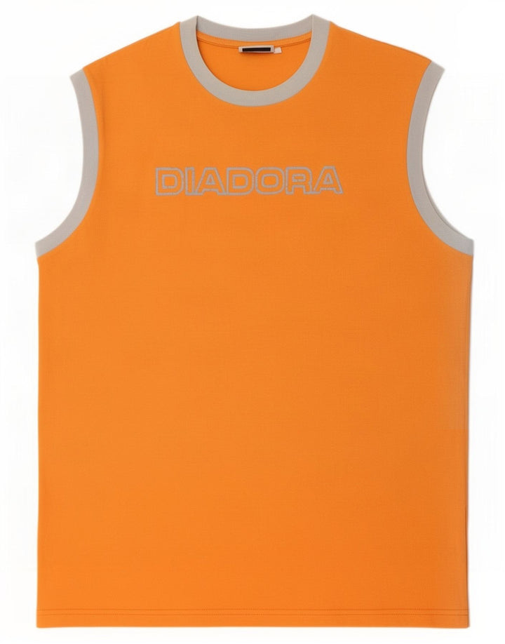 Diadora Herre Grafisk Vest Top Medium Orange Colourblock Bomuld