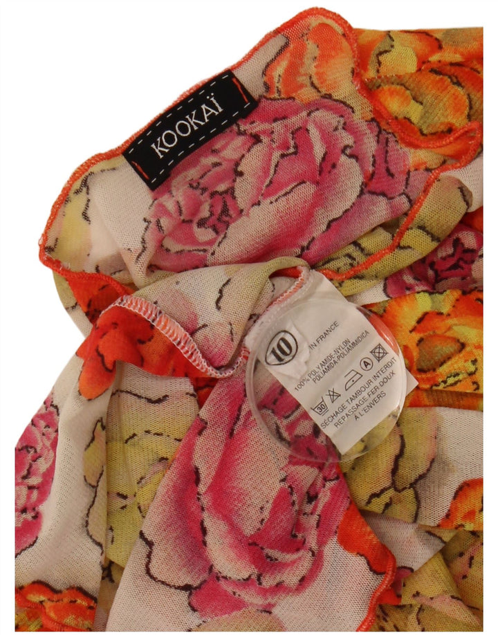 KOOKAI Womens Crop See Through Top UK 10 Small Multicoloured Floral