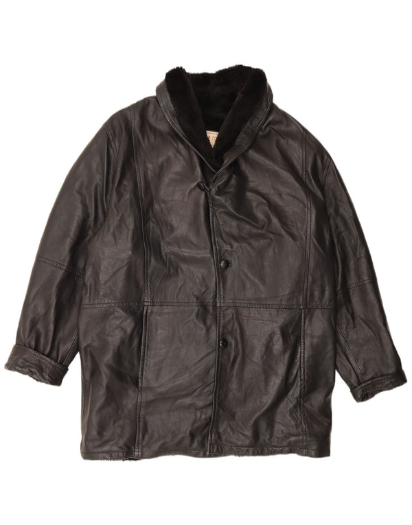 Vintage Herre Shearling Jacket UK 42 XL sort læder