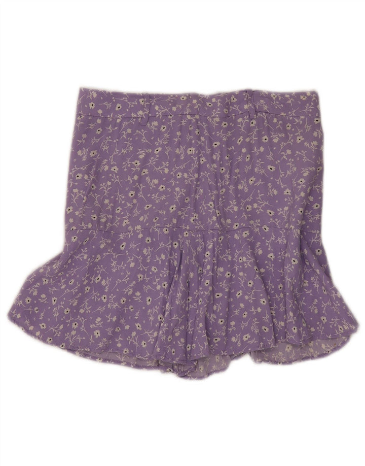 Zara Dame Mini-nederdel Medium W28 Lilla Floral Viscose